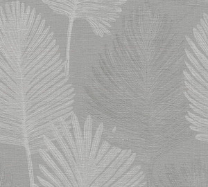 HZ62075-Horizon Tree Leaf Cream Grey Metallic Galerie Wallpaper