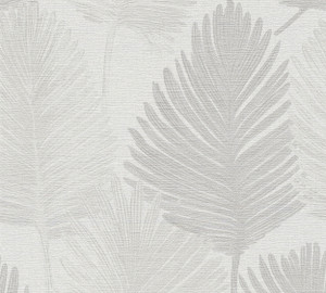 HZ62076-Horizon Tree Leaf Grey Metallic White Galerie Wallpaper