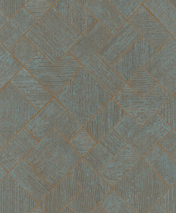 35512-Odyssey Tile Brick Stone Blue Copper Galerie Wallpaper