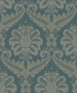35925-Ornamenta Damask Green Gold Galerie Wallpaper