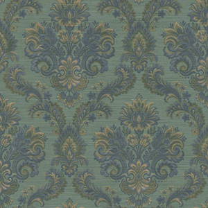 35945-Ornamenta Damask Green Blue Galerie Wallpaper