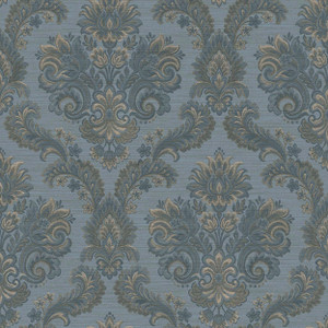 35946-Ornamenta Damask Blue Beige Galerie Wallpaper