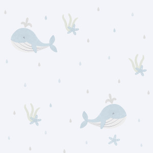 281-2 - Bambino Little Whales Blue Green Galerie Wallpaper