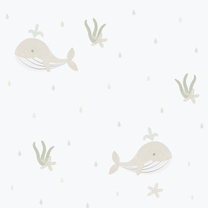 281-3 - Bambino Little Whales Beige Green Grey Galerie Wallpaper