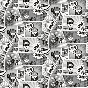 G78556 - Kids and Teens Comics Silver Grey Black Galerie Wallpaper