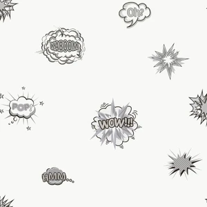 G78579 - Kids and Teens Pop Art Silver Grey Black Galerie Wallpaper
