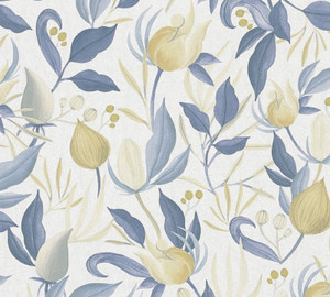 CL65233 - Cosmo Living Still Bloom- Poetry Blue Yellow Galerie Wallpaper