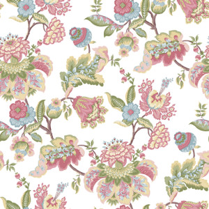 8301 - Blooming Garden Jacobin Garden Pink Blue Green Galerie Wallpaper