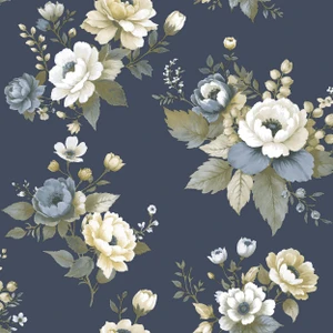 8332 - Blooming Garden Vintage Garden Blue Beige Galerie Wallpaper