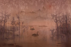 BB30194 - Bombay Design Floral Orange Bronze Brown Galerie Wallpaper Mural