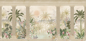 BB30193 - Bombay Design Floral Beige Green Galerie Wallpaper Mural