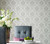1838 Wallcoverings 1602-104-04 - Avington Mid-Scale Damask Grey Cream Taupe 1838 Wallpaper - shown in room setting