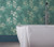 1838 Wallcoverings 1804-117-03 - Aurora Floral Hummingbirds Teal 1838 Wallpaper - shown in room setting