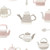 Galerie CK36633 - Kitchen Style 3 Teapots Kettle Teaspoons Pink Beige Galerie Wallpaper roll - luxury design for UK feature walls
