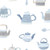 Galerie CK36635 - Kitchen Style 3 Teapots Kettle Teaspoons Blue Galerie Wallpaper roll - luxury design for UK feature walls