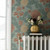 Galerie 14002 - Ekbacka Floral Oak Leaves Green-Blue Galerie Wallpaper - shown in room setting