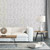 Galerie G78297 - Bazaar Palm Leaves Black + White Galerie Wallpaper - shown in room setting