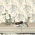 Galerie RG35727 - Rose Garden Trailing Roses Blue Galerie Wallpaper - shown in room setting