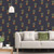 Galerie G45451 - Just Kitchens Pineapples Navy Galerie Wallpaper - shown in room setting