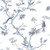 Galerie G78489 - Secret Garden Classic Bird Trail Blue, white Galerie Wallpaper roll - luxury design for UK feature walls