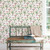 Galerie G78506 - Secret Garden Hummingbirds Lillies Pink, Sage green Galerie Wallpaper - shown in room setting