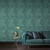 Galerie NHW1045 - Enchanted Peacock Feathers Emerald Gold Galerie Wallpaper - roll and label close-up