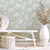Galerie 47452 - Flora Soft Foliage Grey White Galerie Wallpaper - shown in room setting Galerie 47452 - Flora Soft Foliage Grey White Galerie Wallpaper - shown in room setting