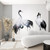 Galerie 34596 - Kumano Painted Galerie Crane Mural White Black Wallpaper - shown in room setting
