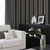 Galerie G67544 - Smart Stripes 3 Formal Stripe Black Slate Gold Galerie Wallpaper - shown in room setting