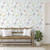 Galerie 1901-1 - Spring Blossom Floral White Blue Galerie Wallpaper - shown in room setting