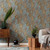 Galerie FL61114 - Flourish Tree Leaf Blue Galerie Wallpaper - roll and label close-up