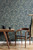 M1818_Ashdown Refined botanical pattern Navy off-white Fine Decor Wallpaper