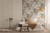 35785 - Boho Fine Linen Graphically Green Blue Galerie Wallpaper