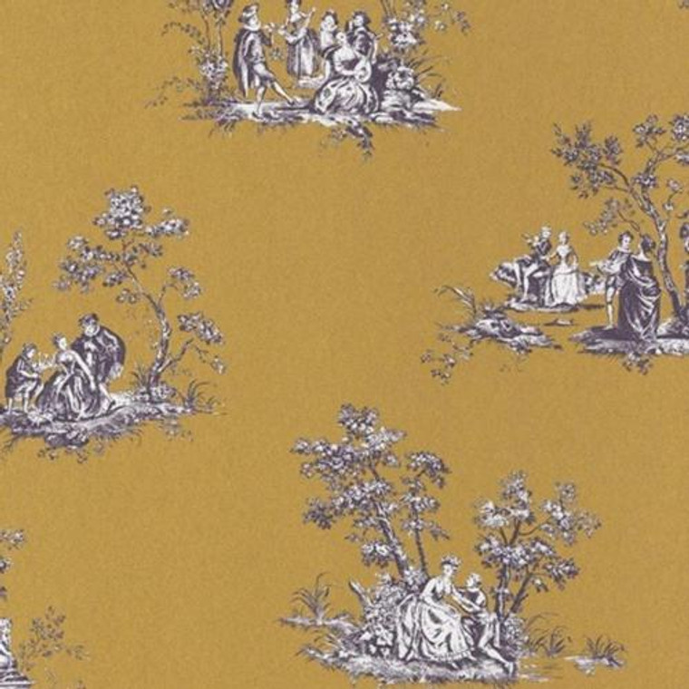 81512104 - Fontainebleau Mustard Beige 18th-century Nature Casadeco Wallpaper