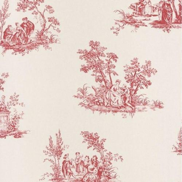 81518102 - Fontainebleau Red Cream  18th-century Nature Casadeco Wallpaper