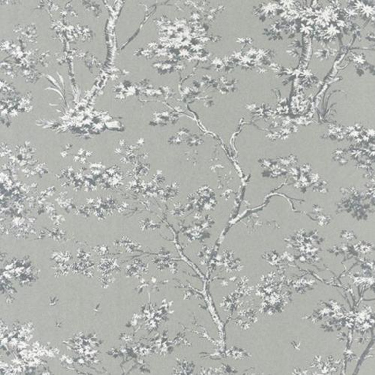 81527103 - Fontainebleau Grey White Vintage Tree Casadeco Wallpaper