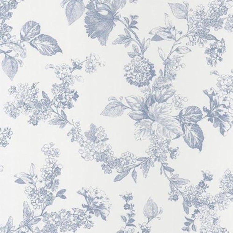 81566202 - Fontainebleau White Blue Floral  Casadeco Wallpaper