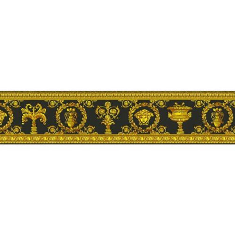 343051 - Versace Greek Mythology Black Gold AS Creation Wallpaper Border