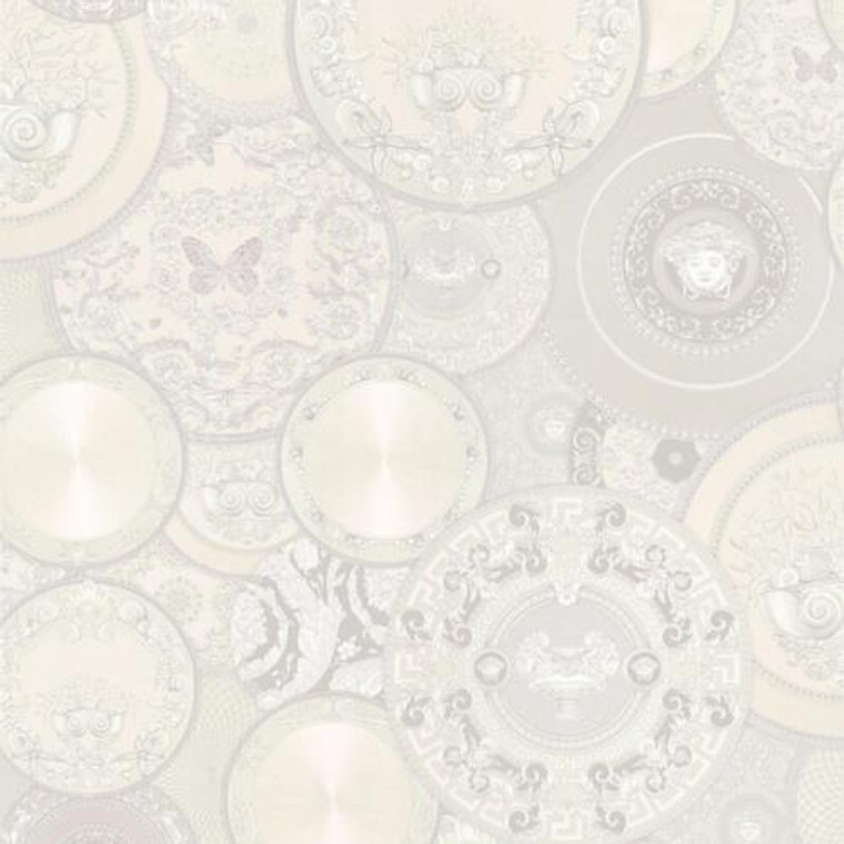 349014 - Versace Greek Dishes Plates Cream White AS Creation Wallpaper
