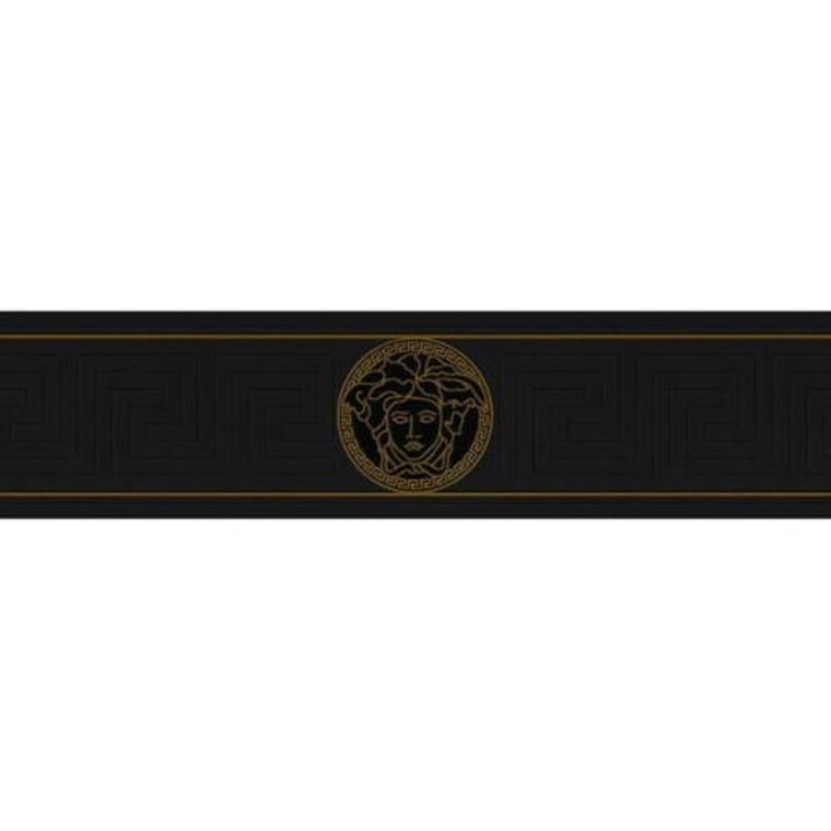 935224 - Versace Greek Medusa Motif Black Gold AS Creation Wallpaper Border