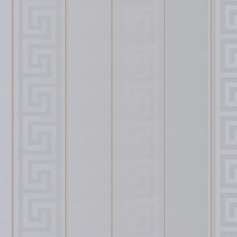 935245 - Versace Greek Key Striped Grey Gold AS Creation Wallpaper