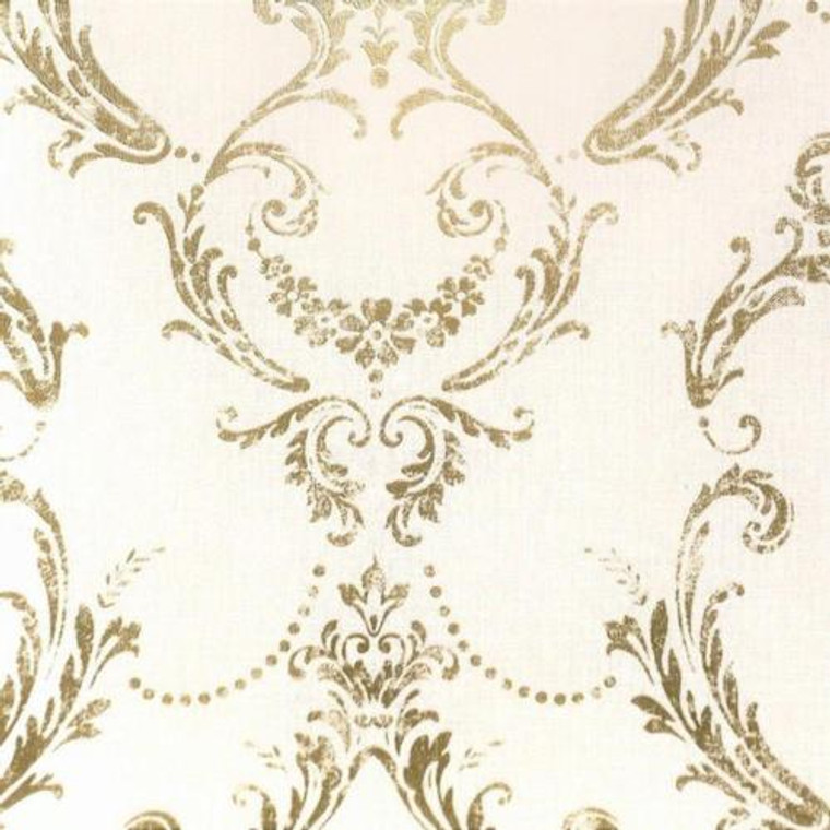 FD25038 - Tempus Luxury Damask White Gold Fine Decor Wallpaper