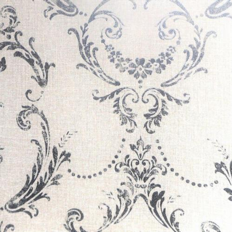 FD25040 - Tempus Luxury Damask Grey Navy Fine Decor Wallpaper