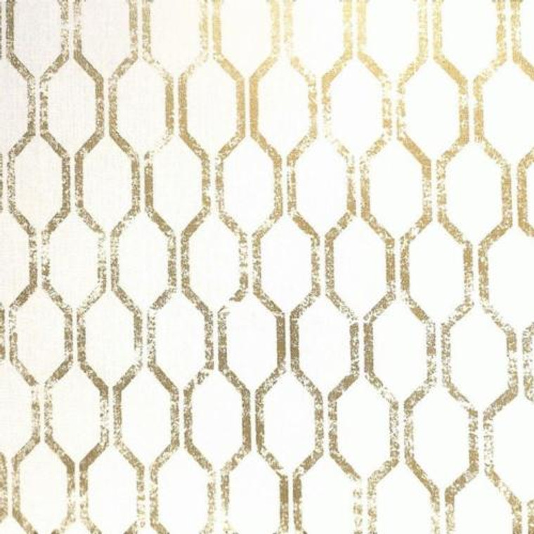 FD25046 - Tempus Geometric Hexagonal White Gold Fine Decor Wallpaper