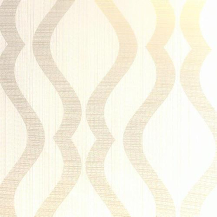 FD25063 - Tempus Wavy Stripe White Gold Fine Decor Wallpaper