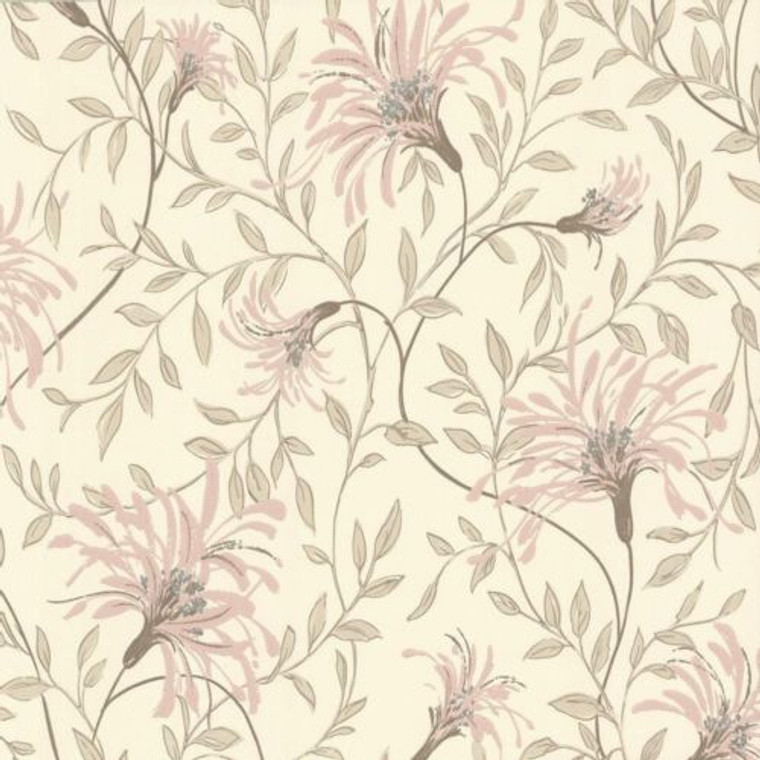 1601-101-02  - Rosemore Daisy Floral Trails Pink Cream 1838 Wallpaper