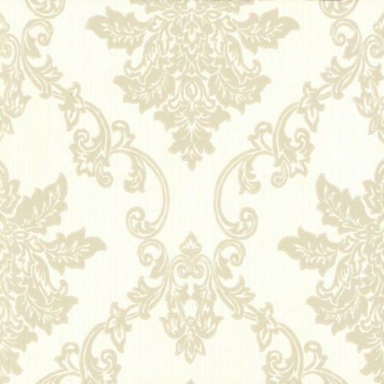 1601-106-03  - Rosemore Damask Striped Cream 1838 Wallpaper