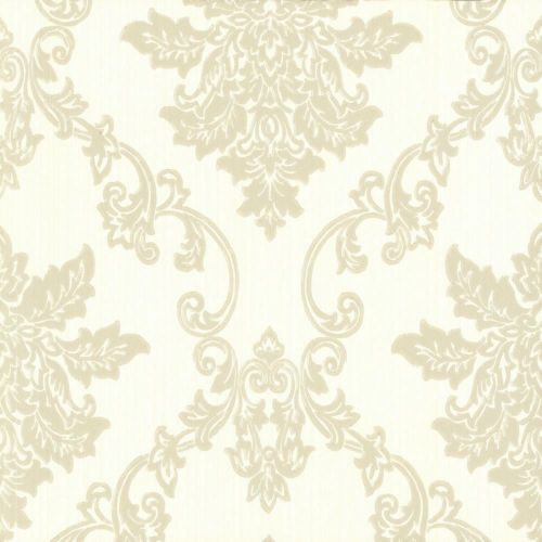 1838 Wallcoverings 1601-106-03 - Rosemore Damask Striped Cream 1838 Wallpaper roll - luxury design for UK feature walls