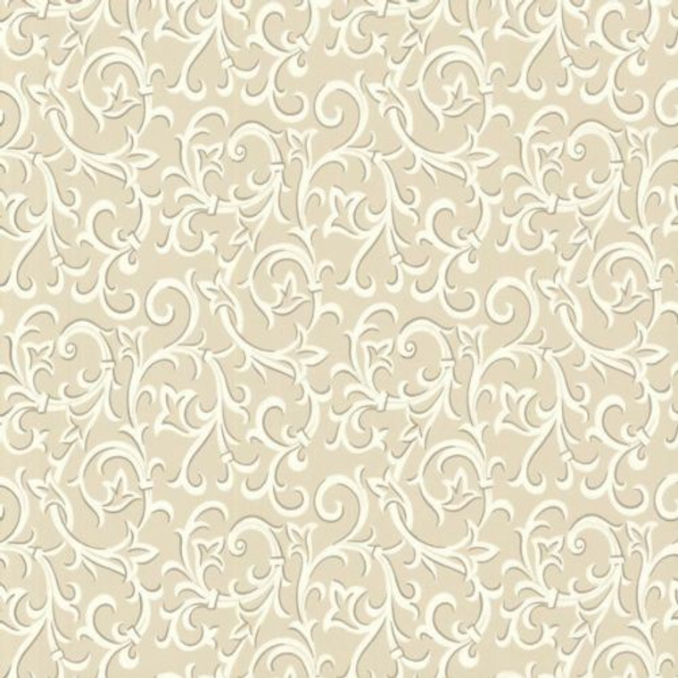 1838 Wallcoverings 1602-103-01 - Avington Entwined Scrolls Cream Gold 1838 Wallpaper roll - luxury design for UK feature walls