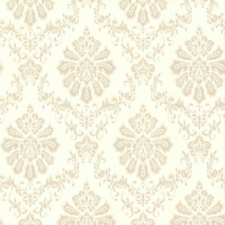 1602-104-01  - Avington Mid-Scale Damask Neutral Cream 1838 Wallpaper